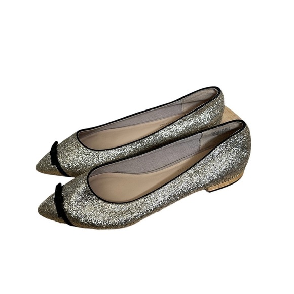 Nannette Lepore gold glitter bow flats size 8.5 - Picture 4 of 5